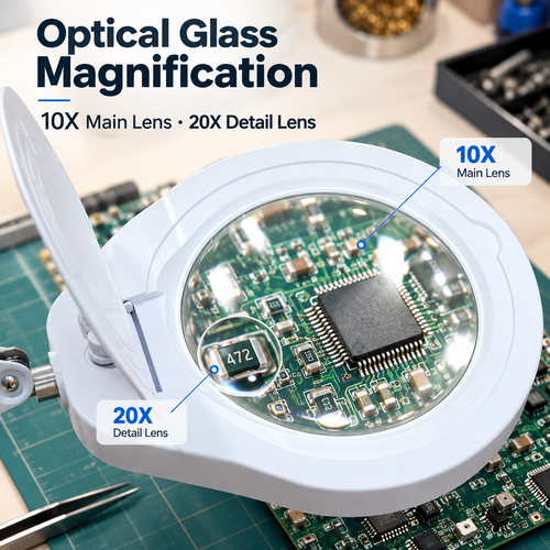 10X/20X LED Clamp Magnifying Lamp