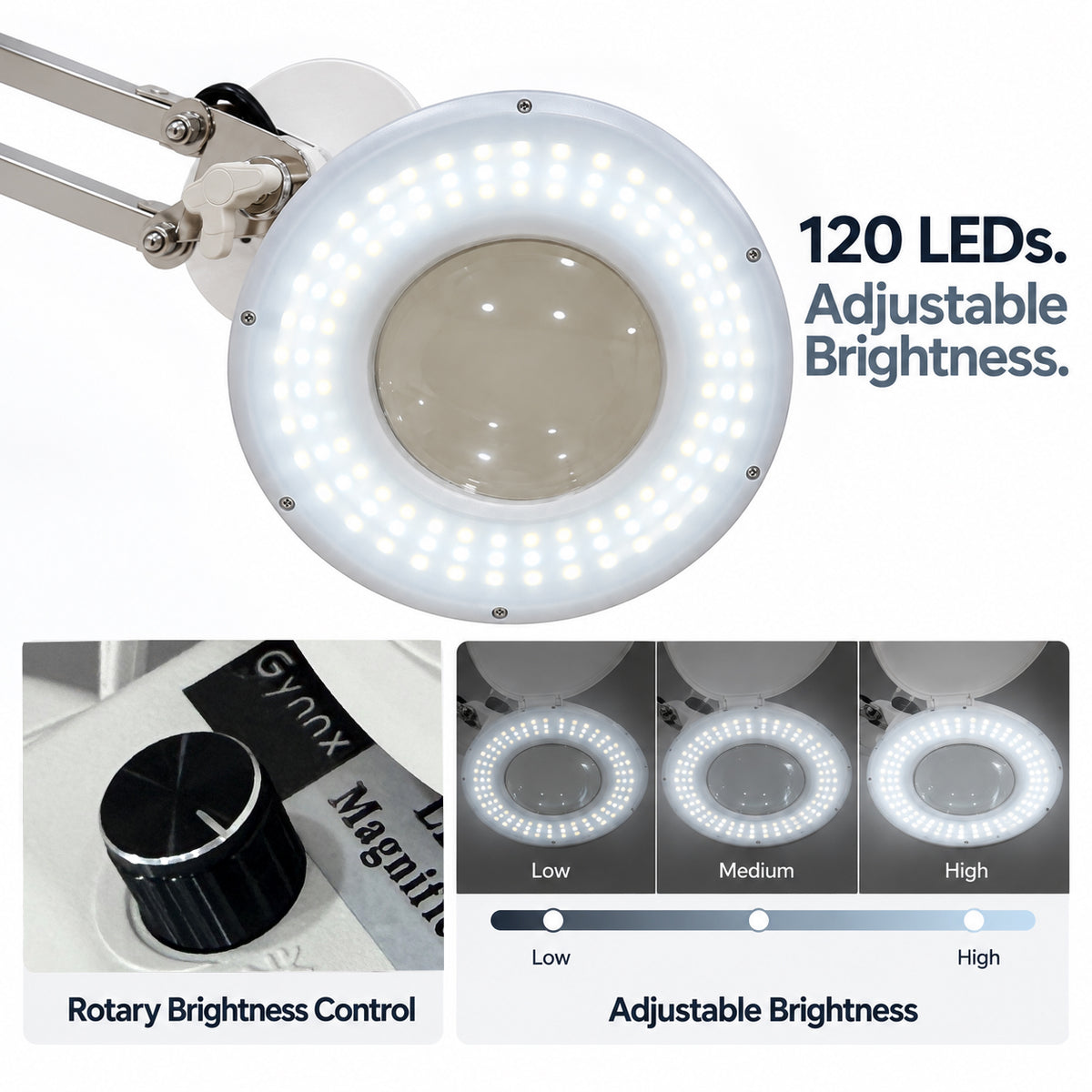 Dimmable LED Clamp Magnifying Lamp