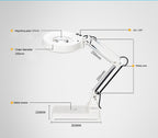 Gynnx GY-DS01 desk magnifying lamp product dimensions illustration