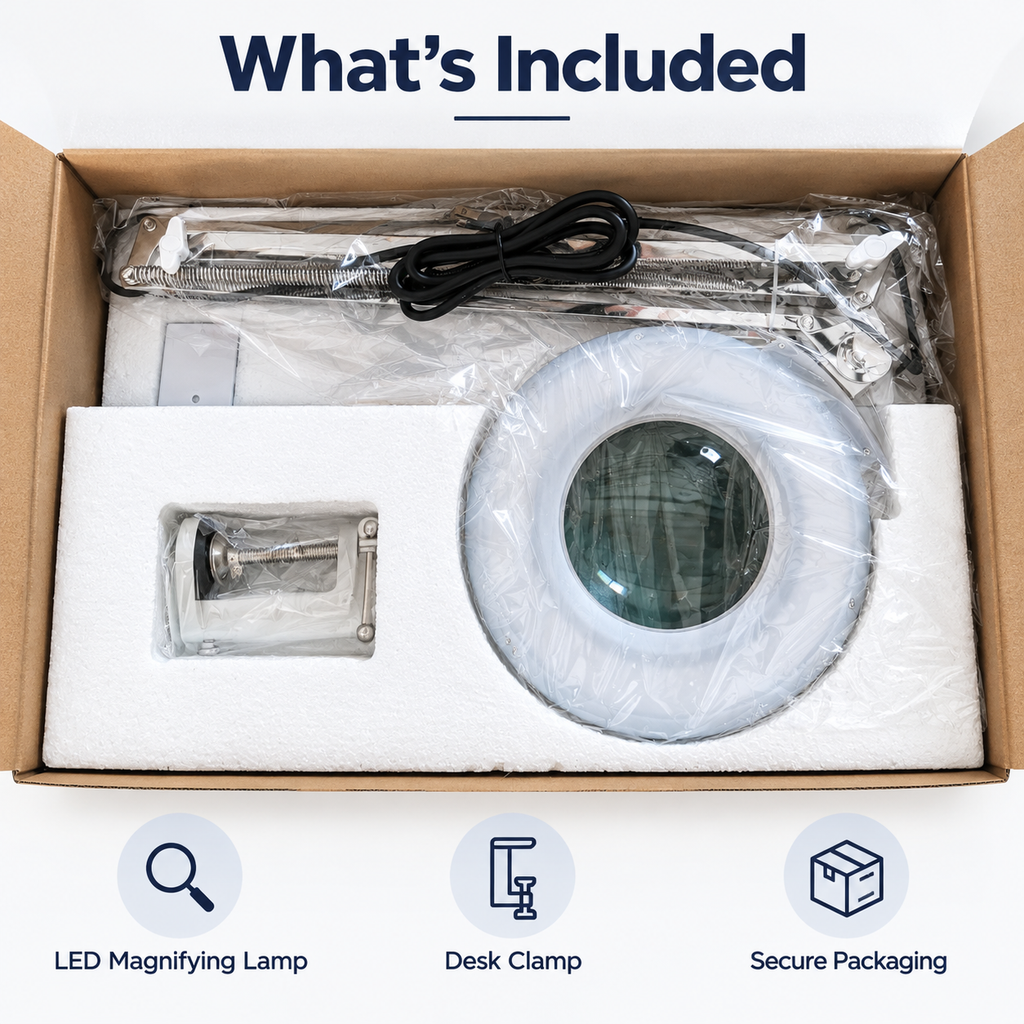 Dimmable LED Clamp Magnifying Lamp