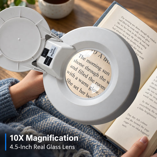 Gynnx classic desk magnifying lamp with real glass lens for reading