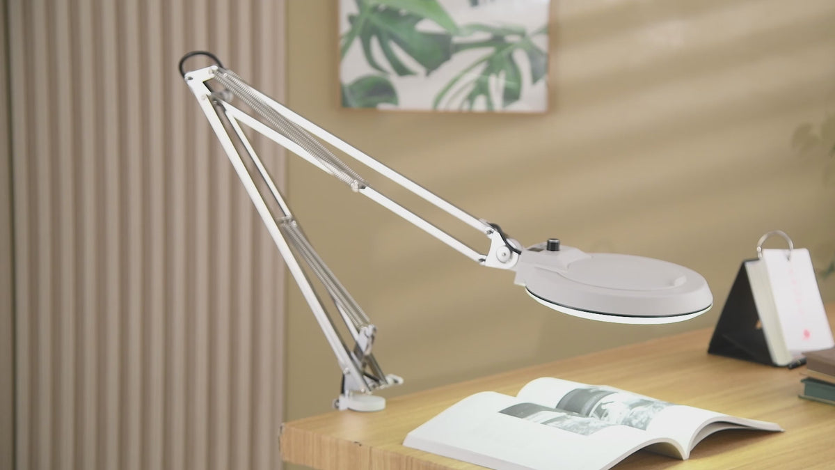 Dimmable LED Clamp Magnifying Lamp